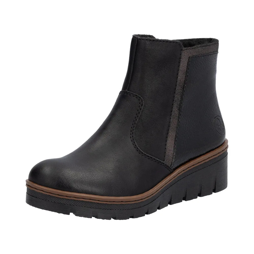 Rieker X9150-00 Ladies Black Side Zip Ankle Boots-elevate your sole