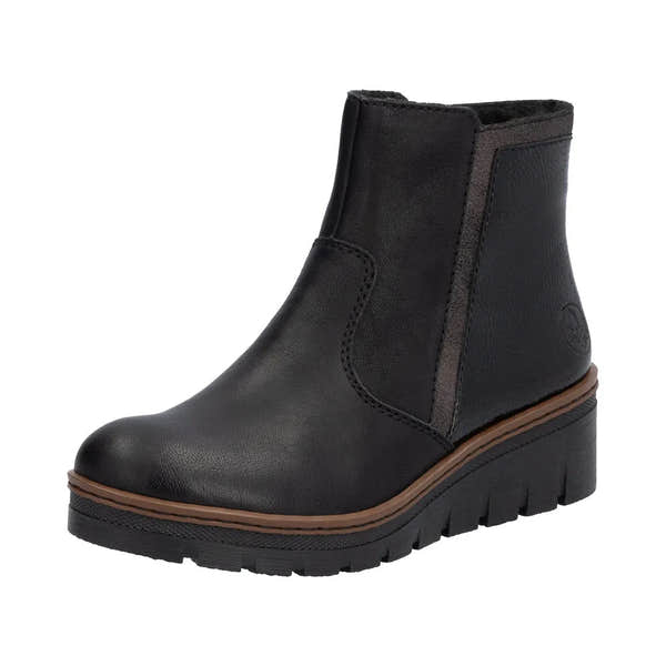 Rieker X9150-00 Ladies Black Side Zip Ankle Boots-elevate your sole