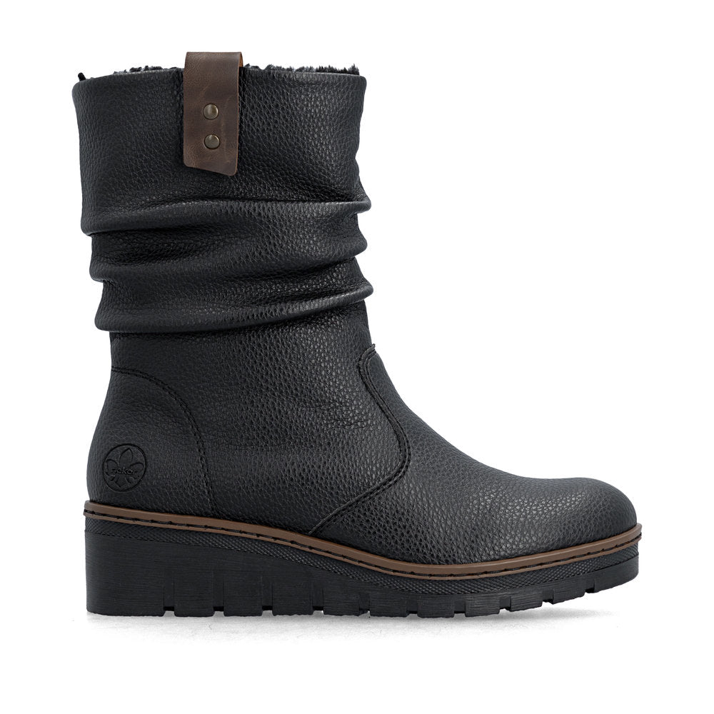 Rieker X9155-00 Ladies Black Side Zip Ankle Boots