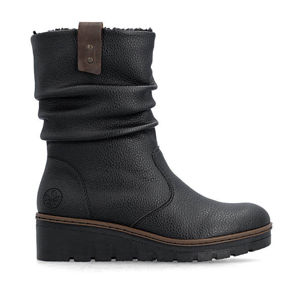 Rieker X9155-00 Ladies Black Side Zip Ankle Boots