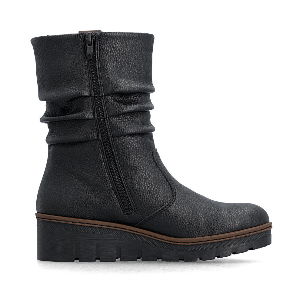 Rieker X9155-00 Ladies Black Side Zip Ankle Boots