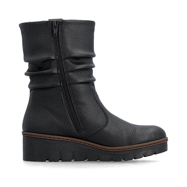 Rieker X9155-00 Ladies Black Side Zip Ankle Boots