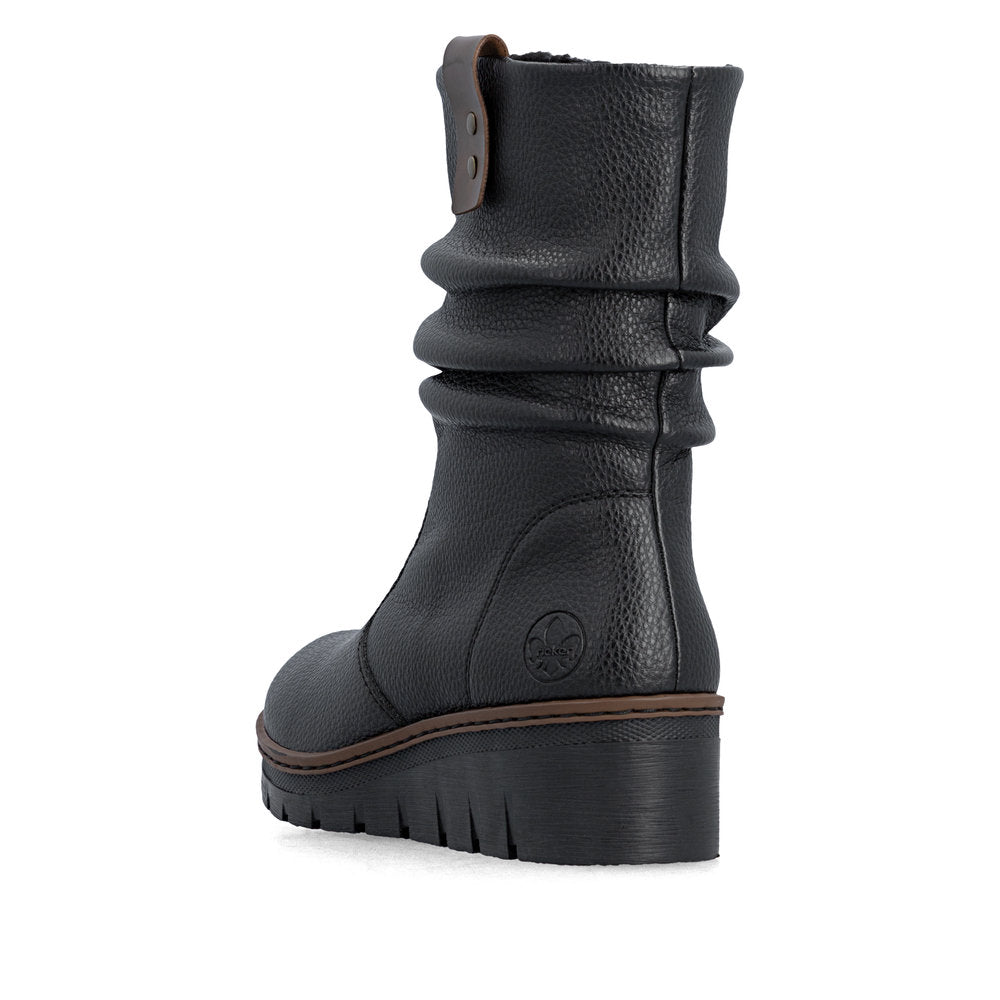Rieker X9155-00 Ladies Black Side Zip Ankle Boots