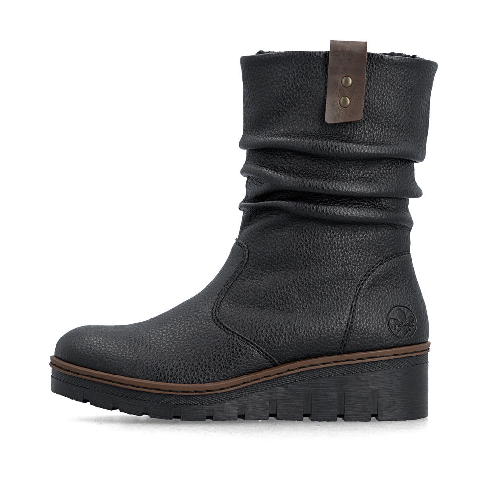 Rieker X9155-00 Ladies Black Side Zip Ankle Boots