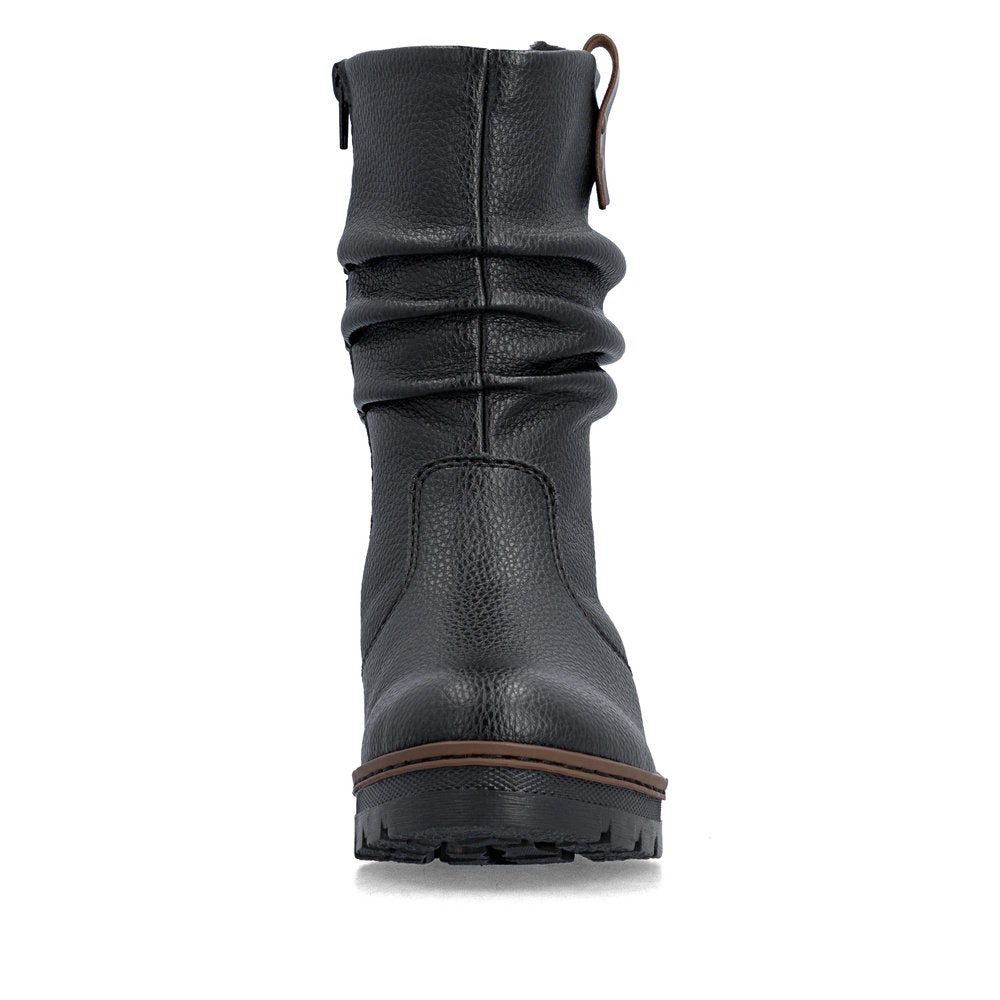 Rieker X9155-00 Ladies Black Side Zip Ankle Boots