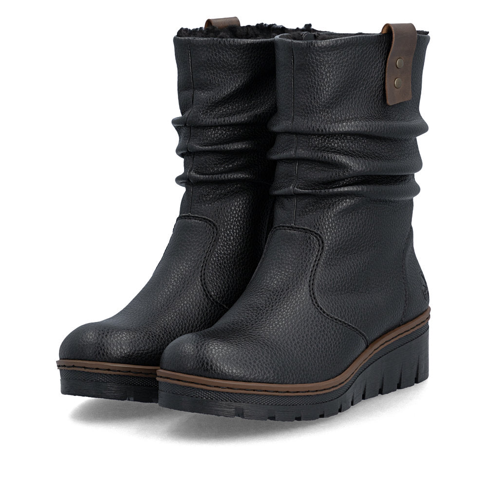 Rieker X9155-00 Ladies Black Side Zip Ankle Boots