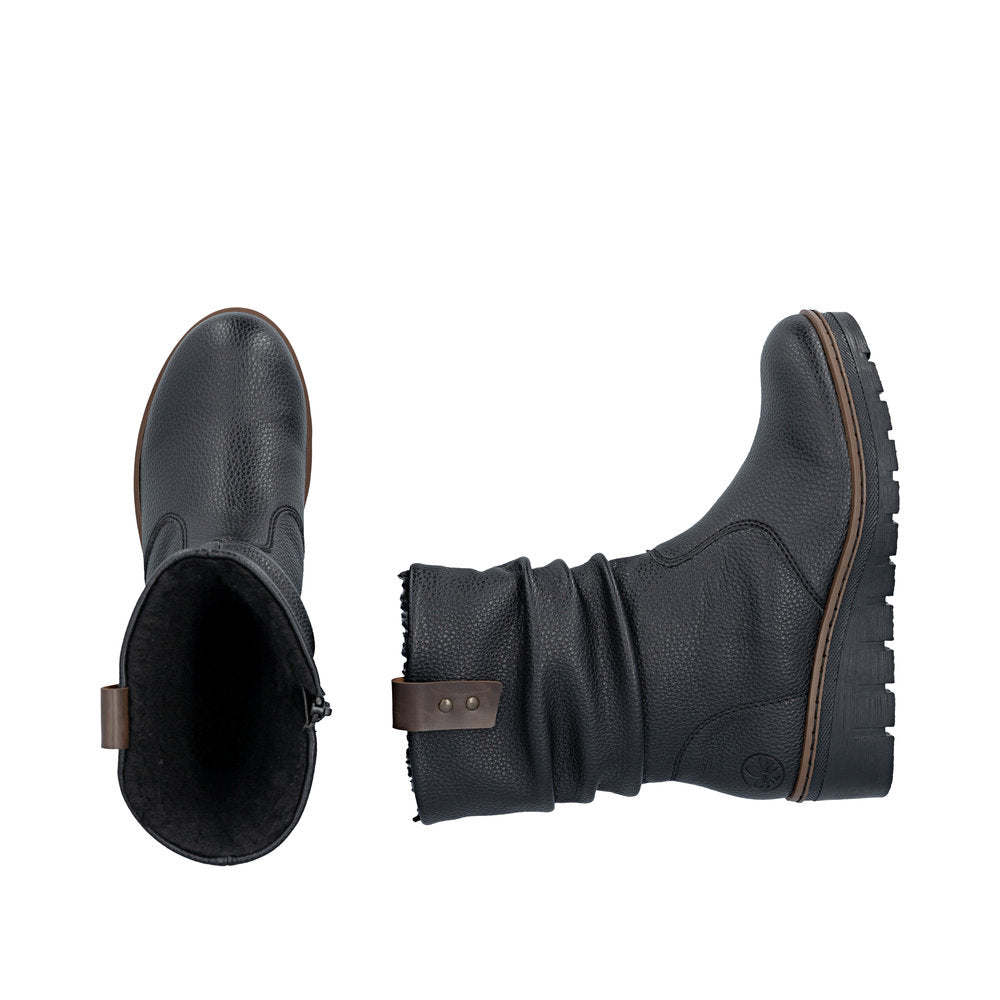 Rieker X9155-00 Ladies Black Side Zip Ankle Boots