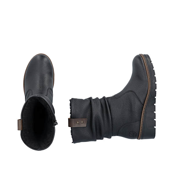 Rieker X9155-00 Ladies Black Side Zip Ankle Boots