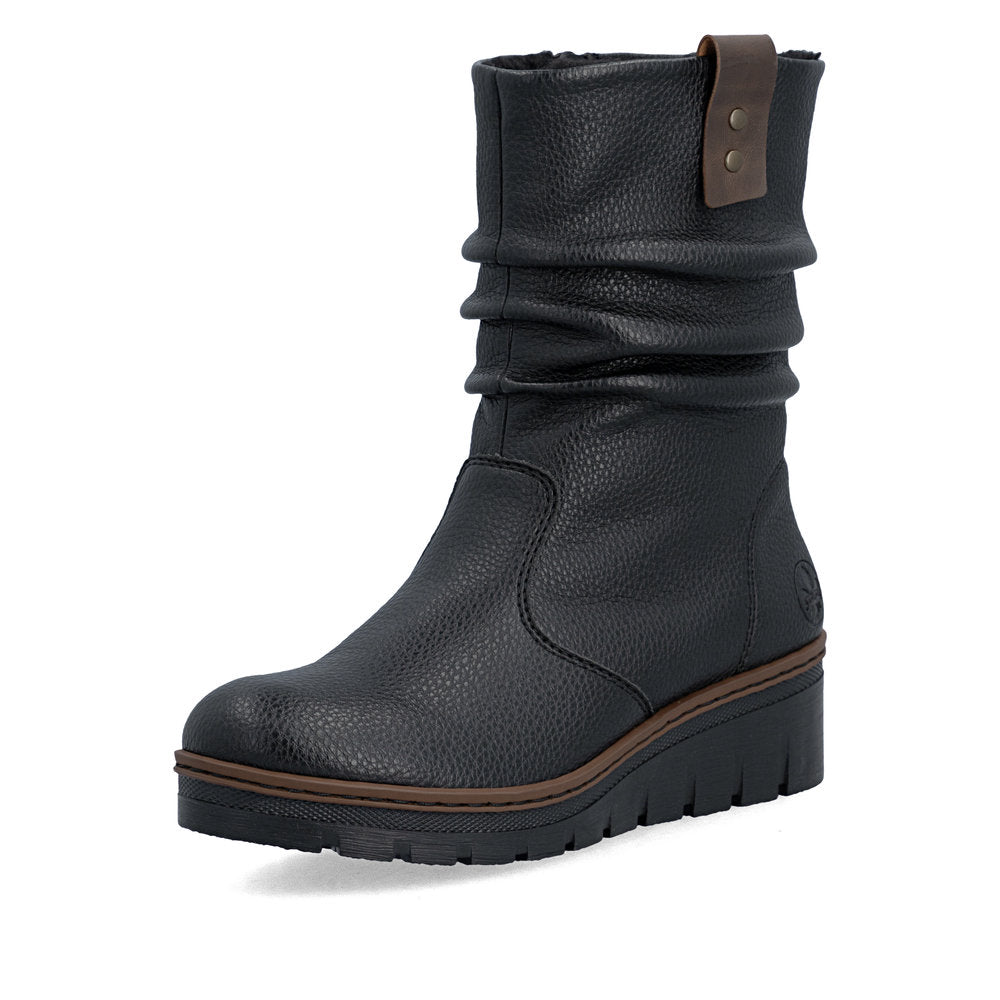 Rieker X9155-00 Ladies Black Side Zip Ankle Boots