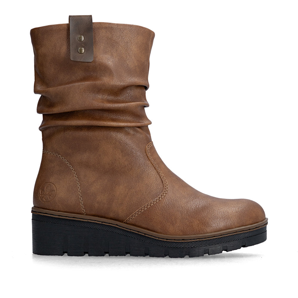 Rieker X9155-24 Ladies Brown Side Zip Ankle Boots