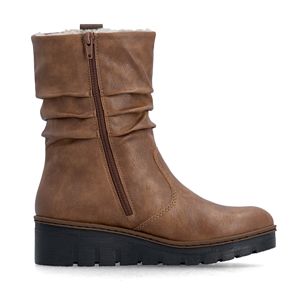Rieker X9155-24 Ladies Brown Side Zip Ankle Boots