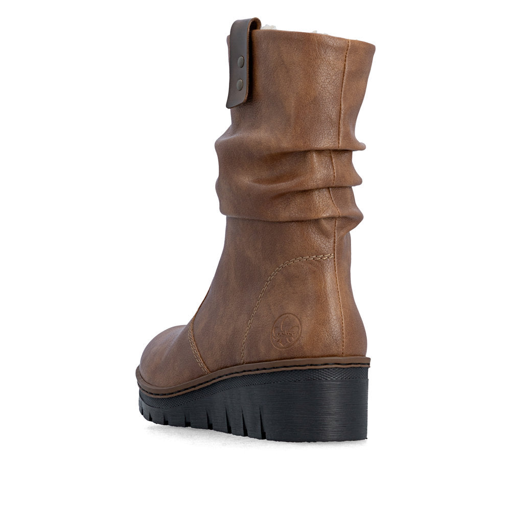 Rieker X9155-24 Ladies Brown Side Zip Ankle Boots