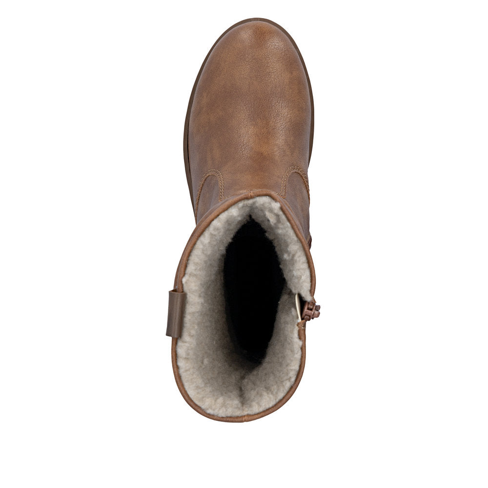 Rieker X9155-24 Ladies Brown Side Zip Ankle Boots