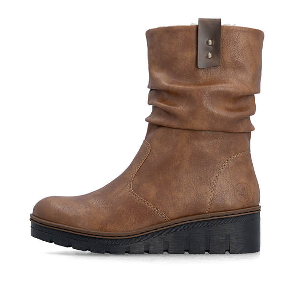 Rieker X9155-24 Ladies Brown Side Zip Ankle Boots