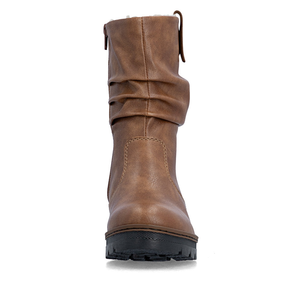 Rieker X9155-24 Ladies Brown Side Zip Ankle Boots