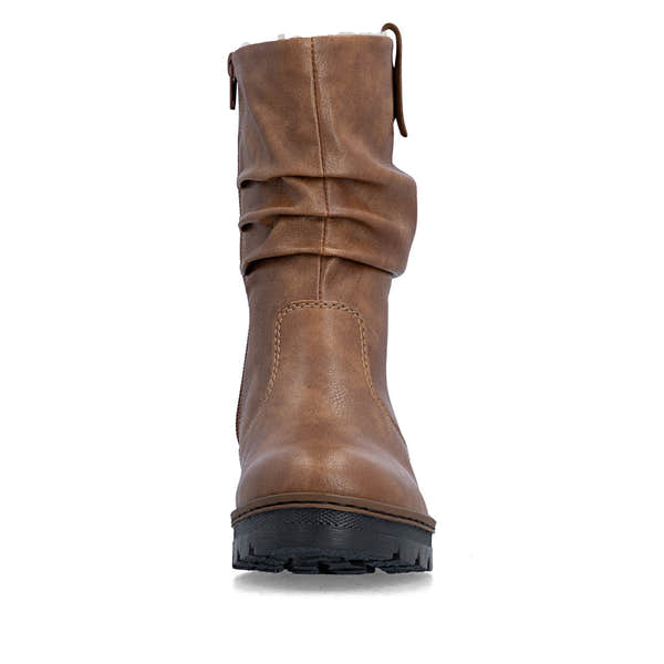 Rieker X9155-24 Ladies Brown Side Zip Ankle Boots