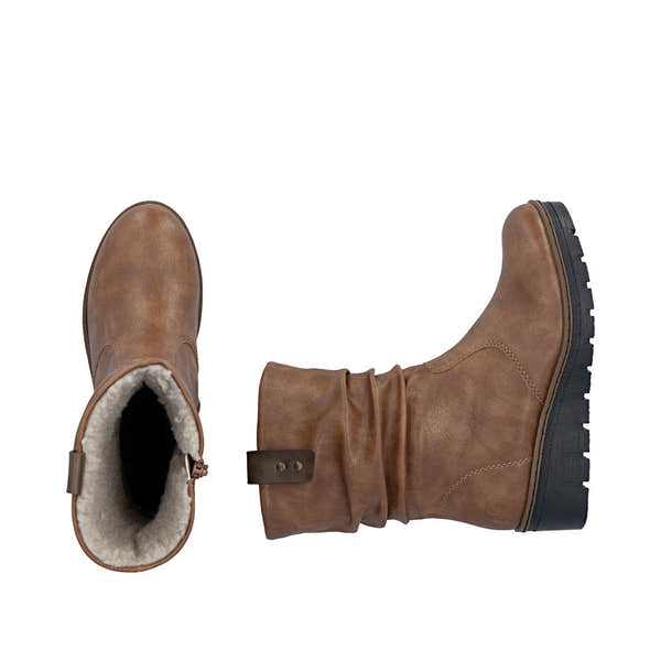 Rieker X9155-24 Ladies Brown Side Zip Ankle Boots