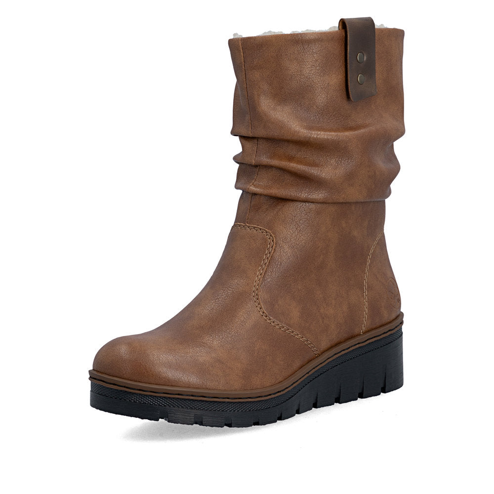 Rieker X9155-24 Ladies Brown Side Zip Ankle Boots