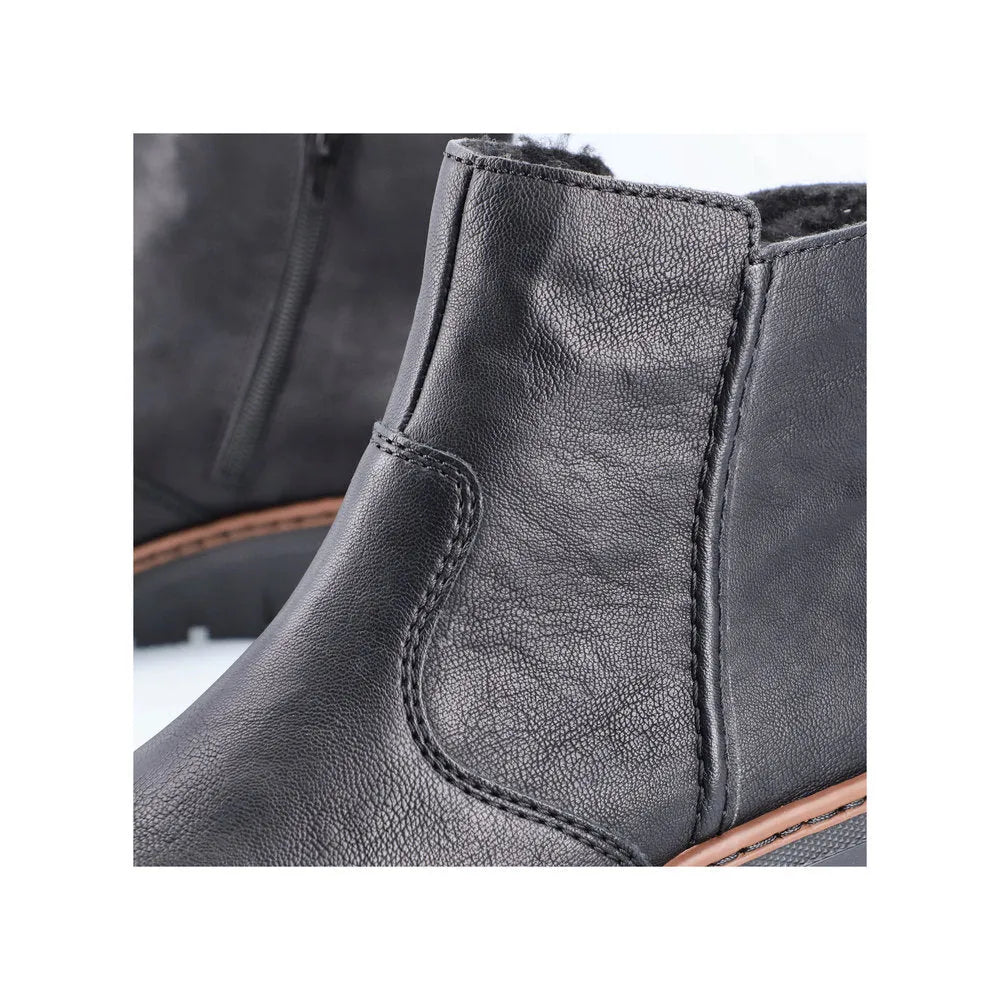 Rieker X9165-00 Ladies Black Side Zip Ankle Boots-elevate your sole