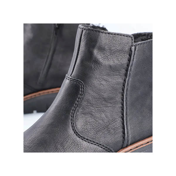 Rieker X9165-00 Ladies Black Side Zip Ankle Boots-elevate your sole