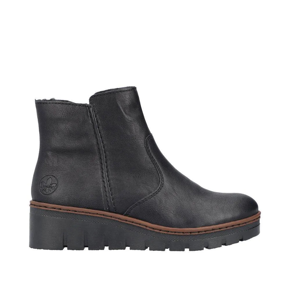 Rieker X9165-00 Ladies Black Side Zip Ankle Boots-elevate your sole