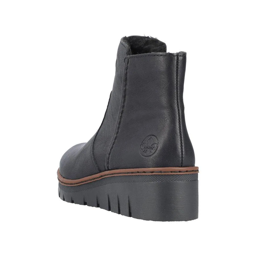 Rieker X9165-00 Ladies Black Side Zip Ankle Boots-elevate your sole