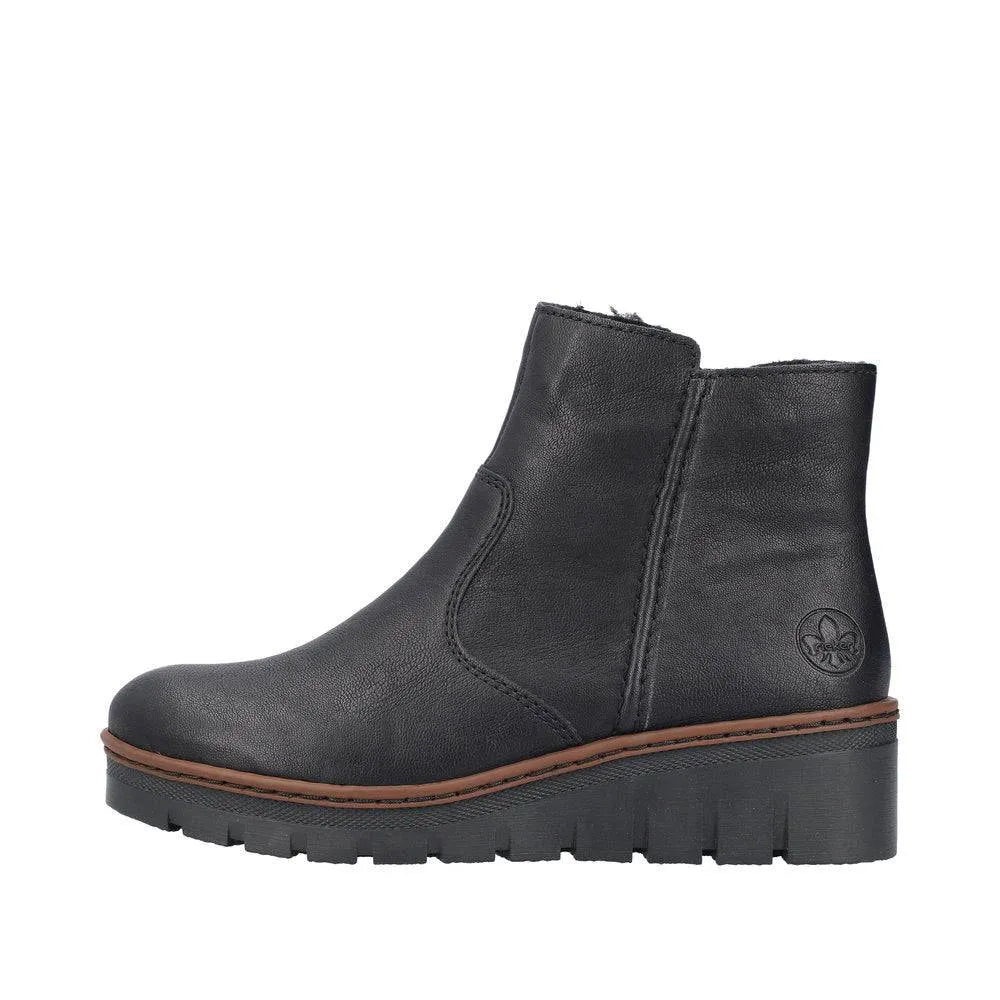 Rieker X9165-00 Ladies Black Side Zip Ankle Boots-elevate your sole