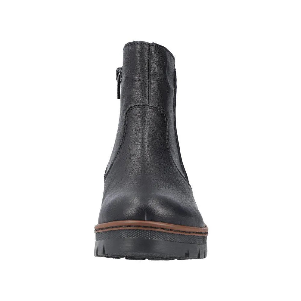 Rieker X9165-00 Ladies Black Side Zip Ankle Boots-elevate your sole