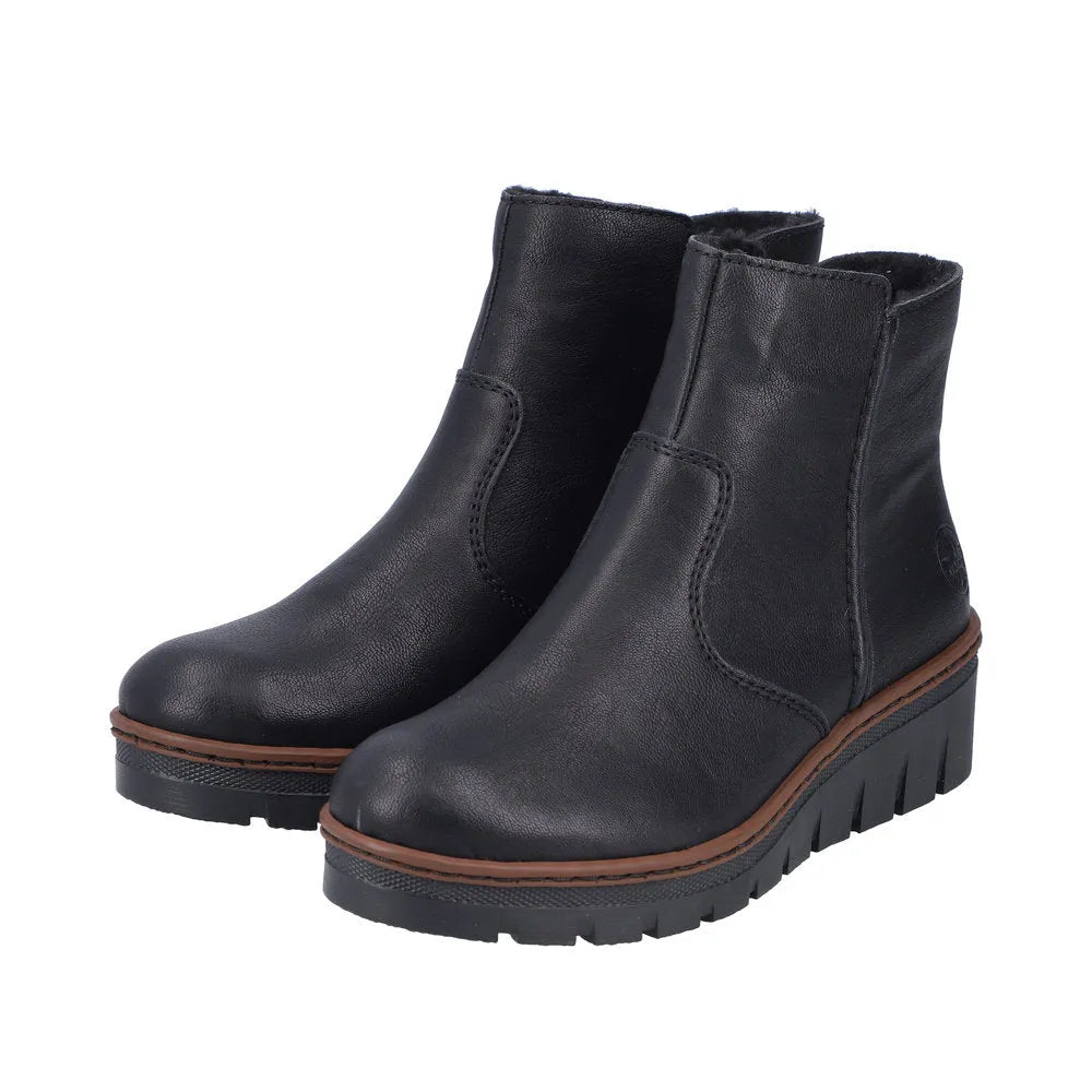 Rieker X9165-00 Ladies Black Side Zip Ankle Boots-elevate your sole