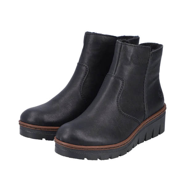 Rieker X9165-00 Ladies Black Side Zip Ankle Boots-elevate your sole