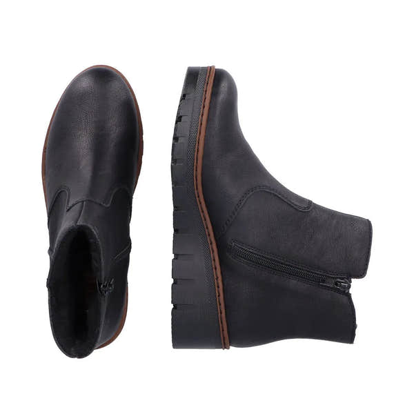 Rieker X9165-00 Ladies Black Side Zip Ankle Boots-elevate your sole
