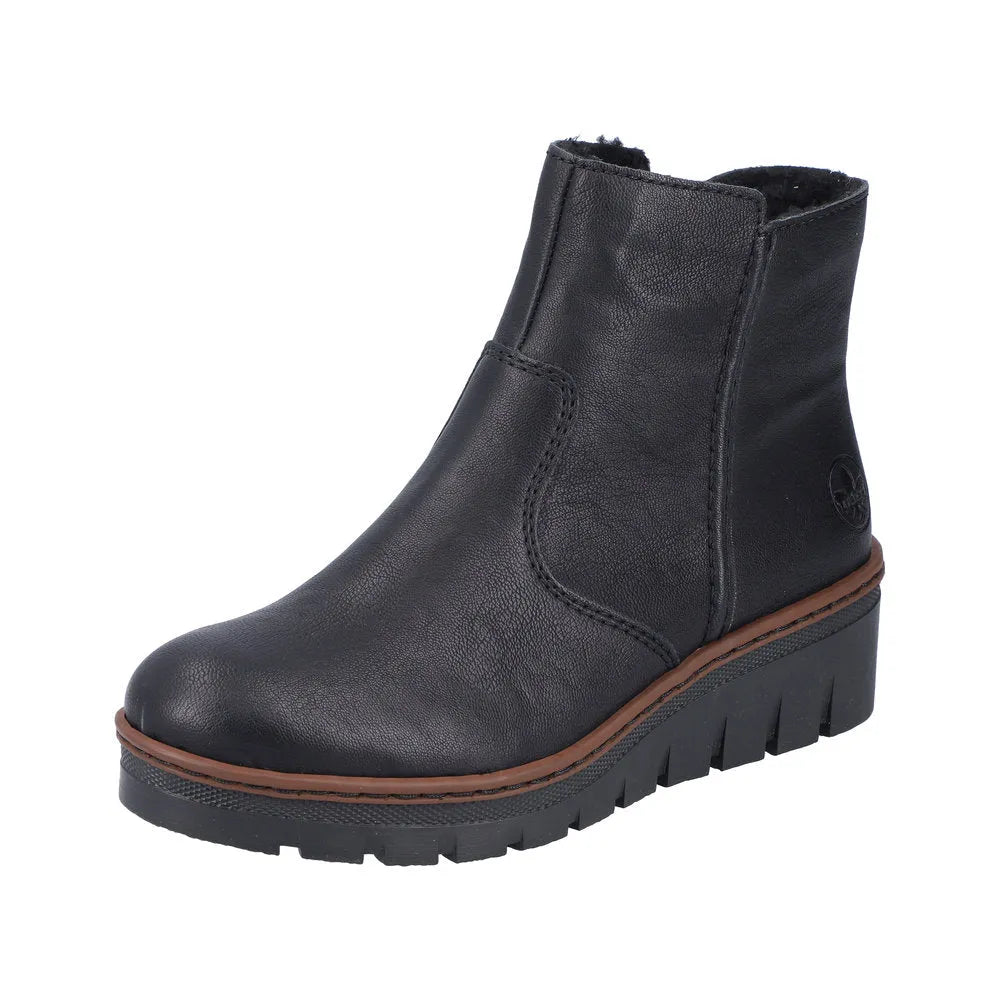 Rieker X9165-00 Ladies Black Side Zip Ankle Boots-elevate your sole
