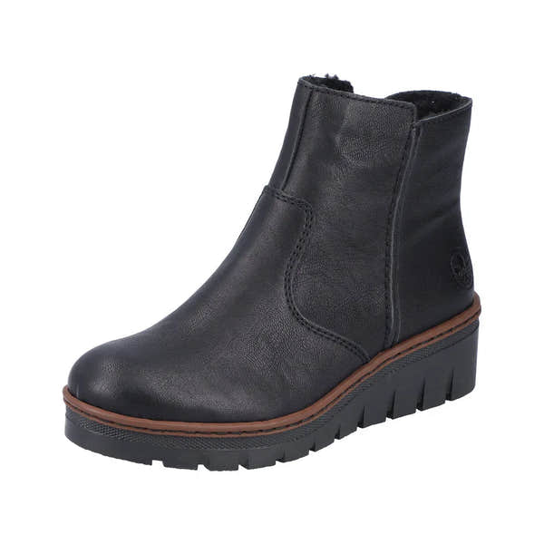 Rieker X9165-00 Ladies Black Side Zip Ankle Boots-elevate your sole