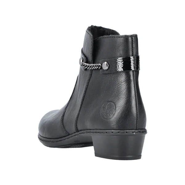 Rieker Y0783-00 Ladies Black Side Zip Ankle Boots-elevate your sole