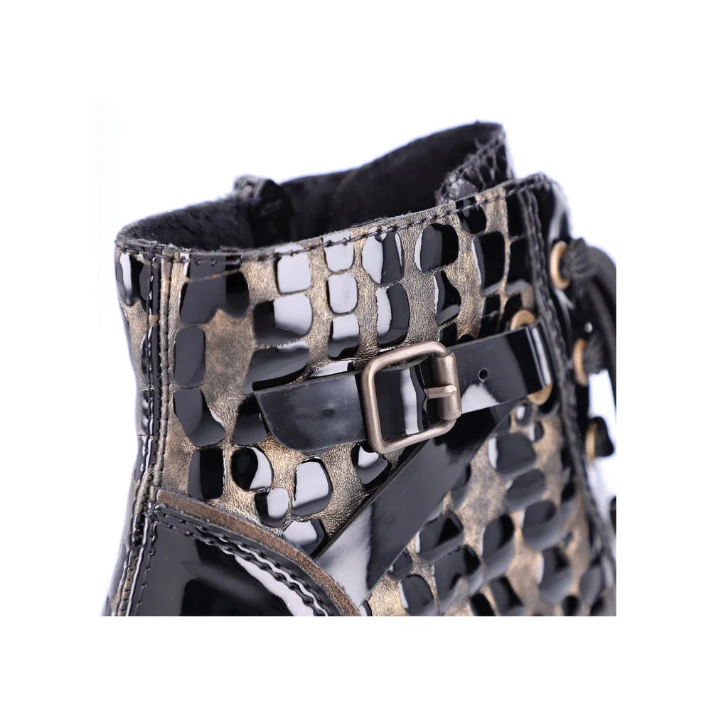 Rieker Y2032-00 Ladies Black Zip & Lace Ankle Boots-elevate your sole