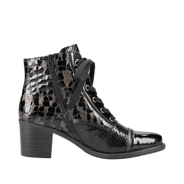 Rieker Y2032-00 Ladies Black Zip & Lace Ankle Boots-elevate your sole
