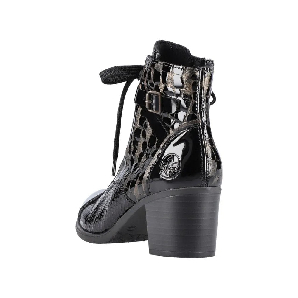 Rieker Y2032-00 Ladies Black Zip & Lace Ankle Boots-elevate your sole