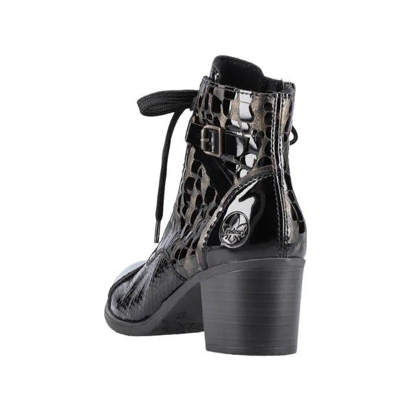 Rieker Y2032-00 Ladies Black Zip & Lace Ankle Boots-elevate your sole