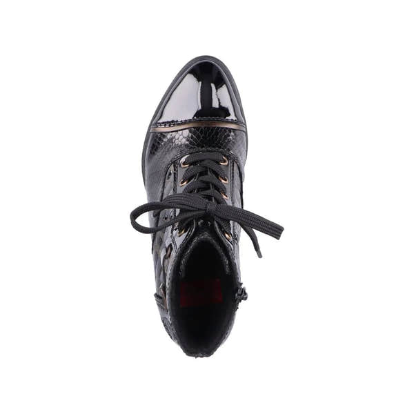 Rieker Y2032-00 Ladies Black Zip & Lace Ankle Boots-elevate your sole