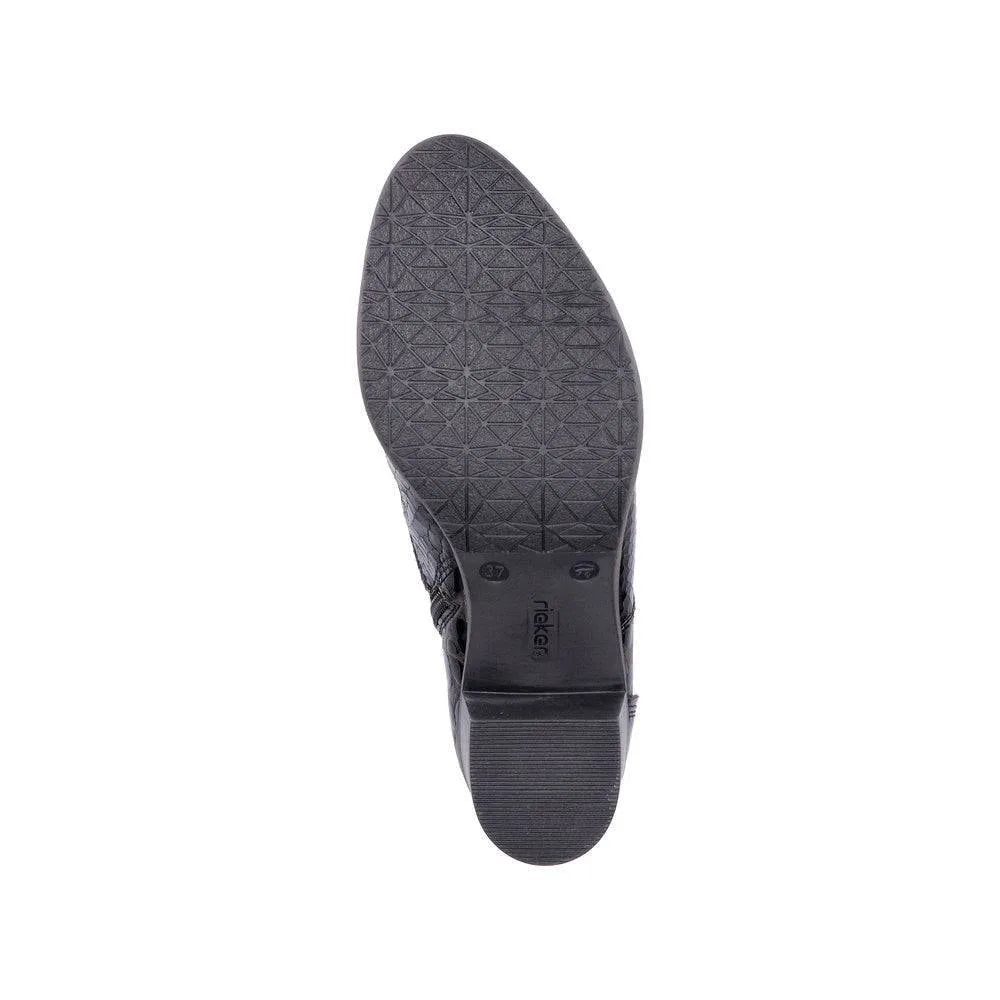 Rieker Y2032-00 Ladies Black Zip & Lace Ankle Boots-elevate your sole