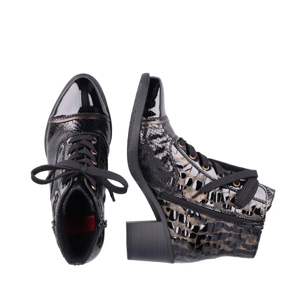 Rieker Y2032-00 Ladies Black Zip & Lace Ankle Boots-elevate your sole