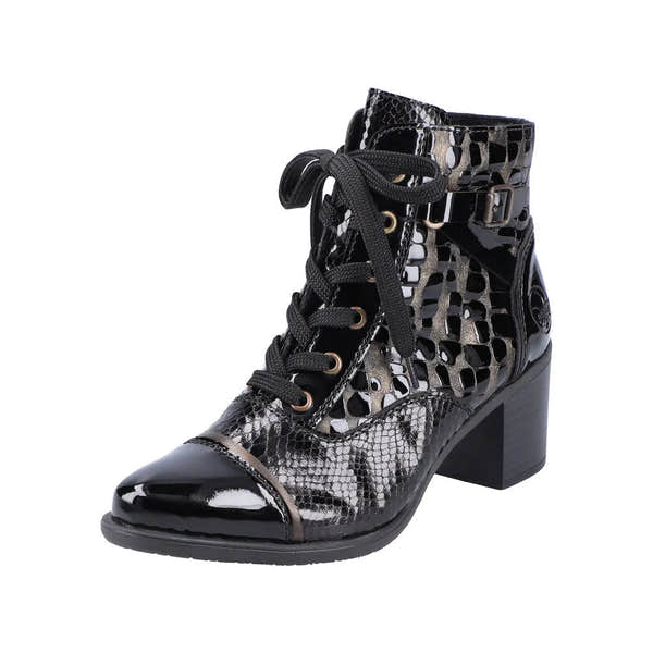 Rieker Y2032-00 Ladies Black Zip & Lace Ankle Boots-elevate your sole