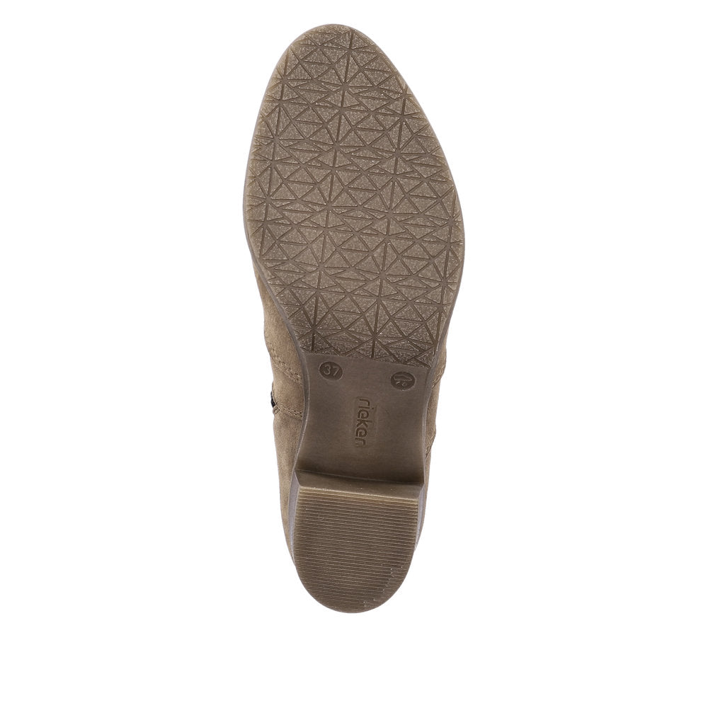 Rieker Y2058-24 Ladies Taupe Suede Side Zip Ankle Boots-elevate your sole