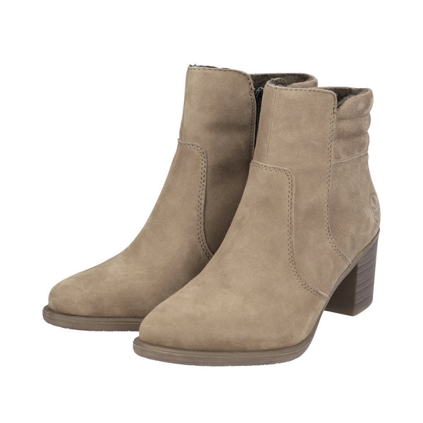 Rieker Y2058-24 Ladies Taupe Suede Side Zip Ankle Boots-elevate your sole