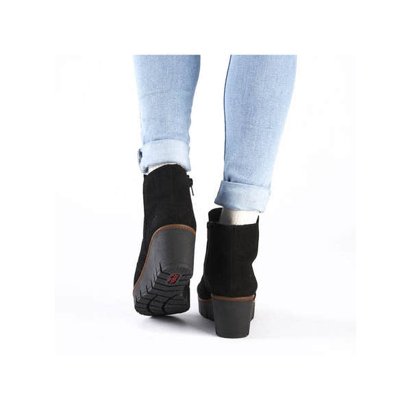 Rieker Y5065-00 Ladies Black Suede Side Zip Ankle Boots-elevate your sole
