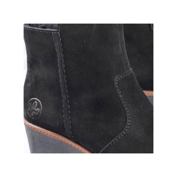 Rieker Y5065-00 Ladies Black Suede Side Zip Ankle Boots-elevate your sole