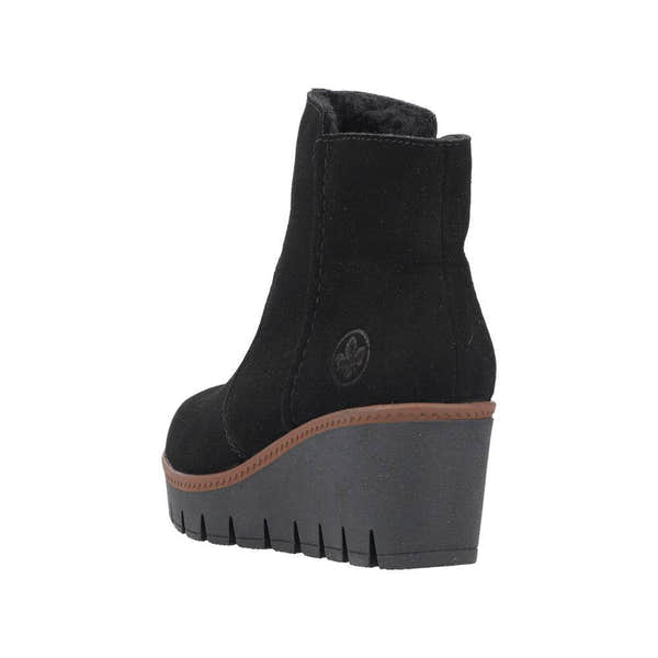 Rieker Y5065-00 Ladies Black Suede Side Zip Ankle Boots-elevate your sole