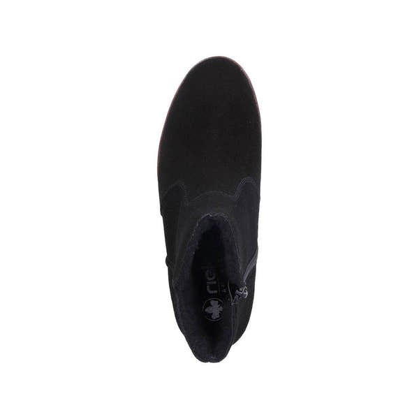 Rieker Y5065-00 Ladies Black Suede Side Zip Ankle Boots-elevate your sole