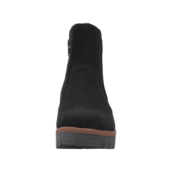 Rieker Y5065-00 Ladies Black Suede Side Zip Ankle Boots-elevate your sole