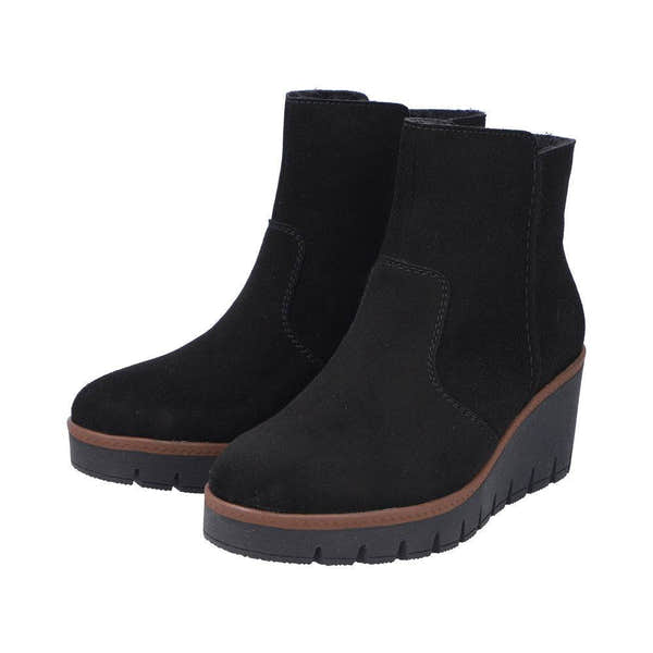 Rieker Y5065-00 Ladies Black Suede Side Zip Ankle Boots-elevate your sole
